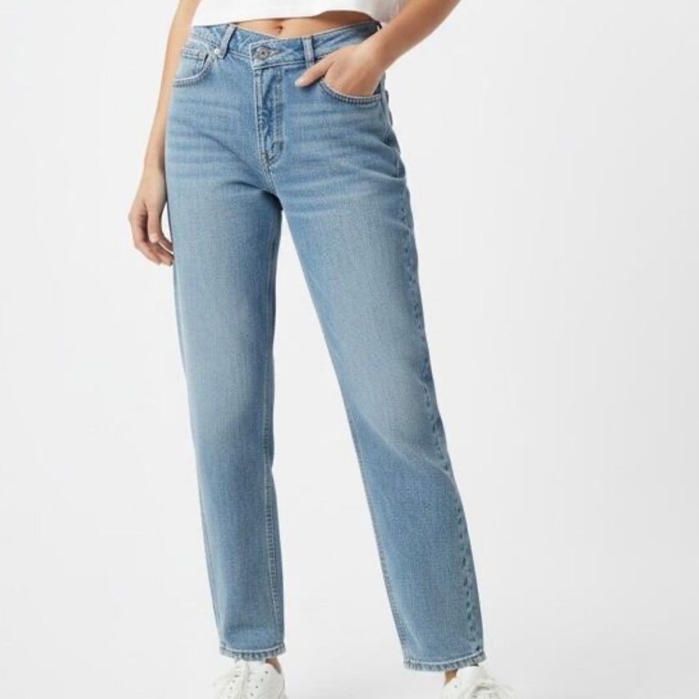 Abercrombie & Fitch Dad High Rise Jeans Crossover Waist Button Fly Sz 0/25